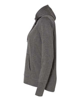 J America JA8431 Ladies' Omega Stretch Snap-Placket Hooded Sweatshirt #color_CHARCOAL TRBLND