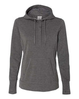 J America JA8431 Ladies' Omega Stretch Snap-Placket Hooded Sweatshirt #color_CHARCOAL TRBLND