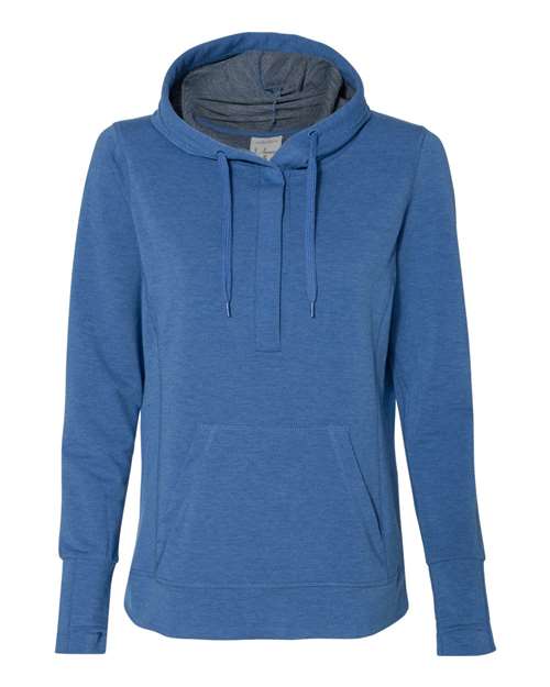 J America JA8431 Ladies' Omega Stretch Snap-Placket Hooded Sweatshirt #color_ROYAL TRIBLEND