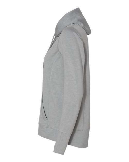 J America JA8431 Ladies' Omega Stretch Snap-Placket Hooded Sweatshirt #color_SILVER GRY TRBLN