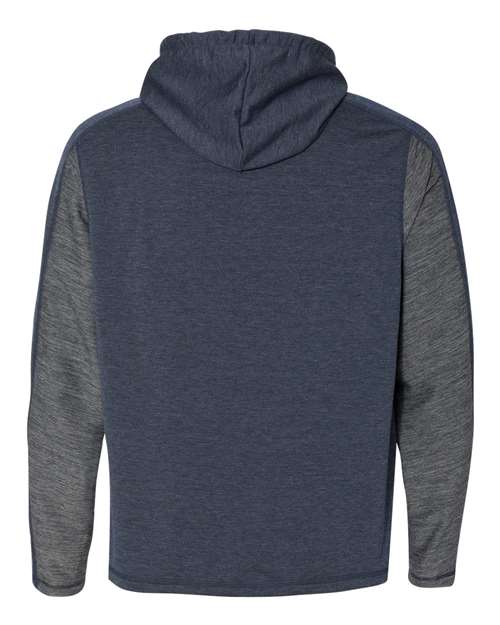 J America JA8435 Adult Omega Stretch Hooded Sweatshirt #color_NAVY TRIBLEND