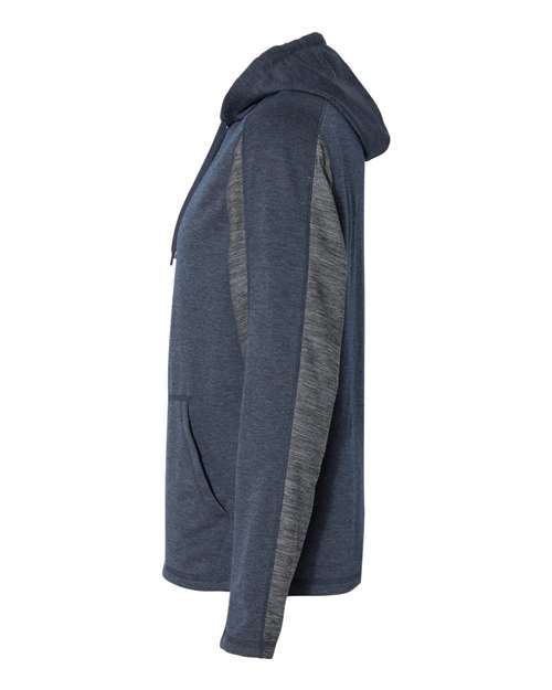 J America JA8435 Adult Omega Stretch Hooded Sweatshirt #color_NAVY TRIBLEND