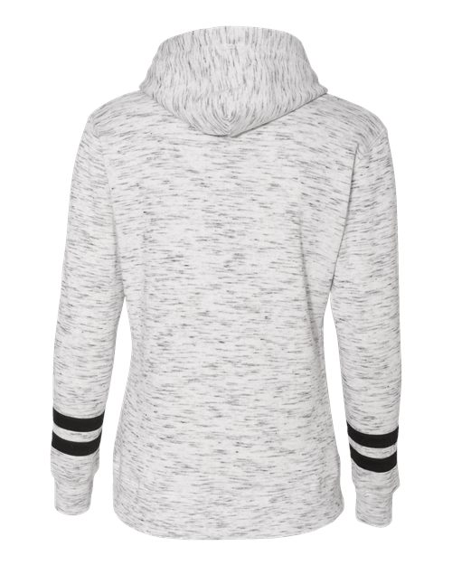 J America JA8674 Ladies' Melange Scuba Neck Sweatshirt #color_WHITE/ BLACK