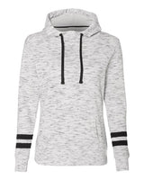 J America JA8674 Ladies' Melange Scuba Neck Sweatshirt #color_WHITE/ BLACK