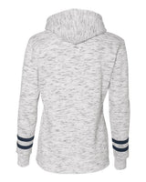 J America JA8674 Ladies' Melange Scuba Neck Sweatshirt #color_WHITE/ NAVY