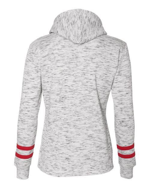 J America JA8674 Ladies' Melange Scuba Neck Sweatshirt #color_WHITE/ RED