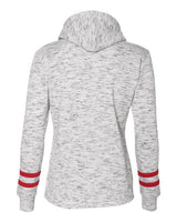 J America JA8674 Ladies' Melange Scuba Neck Sweatshirt #color_WHITE/ RED