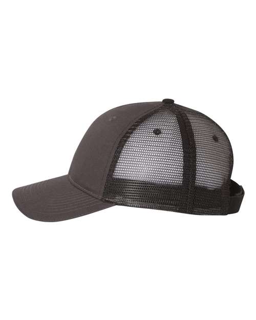 Valucap S102 Sandwich Trucker Cap #color_Charcoal/ Black