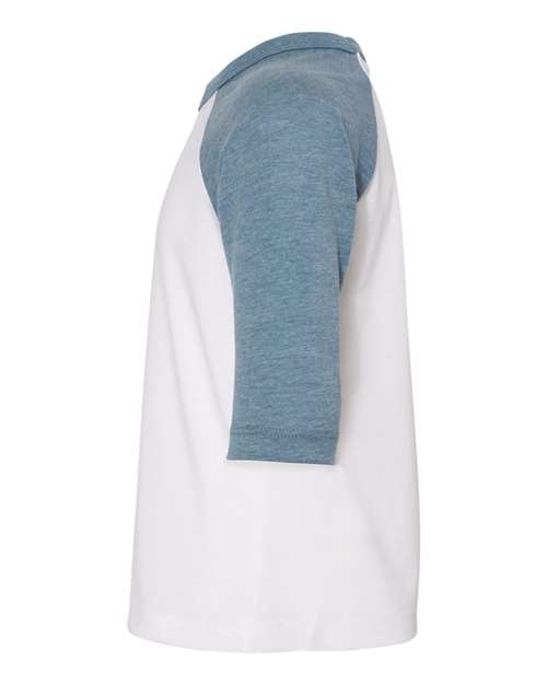 Bella + Canvas 3200T Toddler 3/4-Sleeve Baseball T-Shirt #color_WHITE/ DENIM