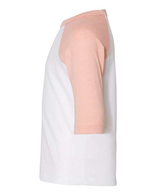 Bella + Canvas 3200T Toddler 3/4-Sleeve Baseball T-Shirt #color_WHITE/ HTH PEACH