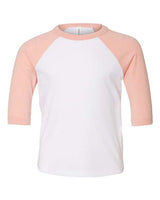 Bella + Canvas 3200T Toddler 3/4-Sleeve Baseball T-Shirt #color_WHITE/ HTH PEACH