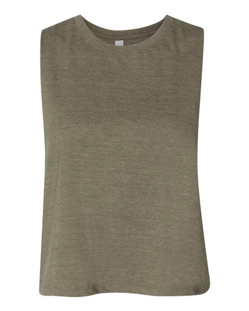 Bella + Canvas 6682 Ladies' Racerback Cropped Tank #color_HEATHER OLIVE