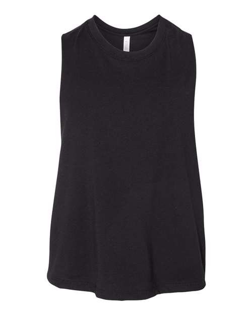 Bella + Canvas 6682 Ladies' Racerback Cropped Tank #color_SOLID BLK BLEND