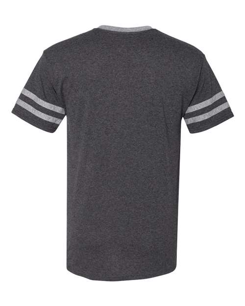 Jerzees 602MR Adult TRI-BLEND Varsity Ringer T-Shirt #color_BLACK HTH/ OXFRD