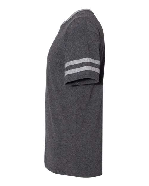 Jerzees 602MR Adult TRI-BLEND Varsity Ringer T-Shirt #color_BLACK HTH/ OXFRD