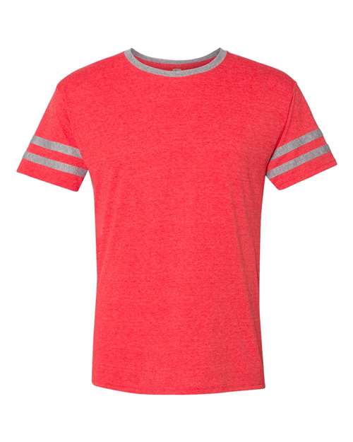 Jerzees 602MR Adult TRI-BLEND Varsity Ringer T-Shirt #color_FR RED HTH/ OXFR