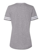 Jerzees 602WVR Ladies' TRI-BLEND Varsity V-Neck T-Shirt #color_OXFORD/ WHITE