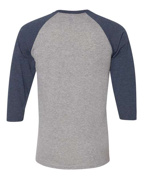 Jerzees 601RR Adult TRI-BLEND Baseball Raglan #color_OXFORD/ INDG HTH