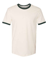 Next Level 3604 Unisex Ringer T-Shirt #color_NATURL/ FRST GRN