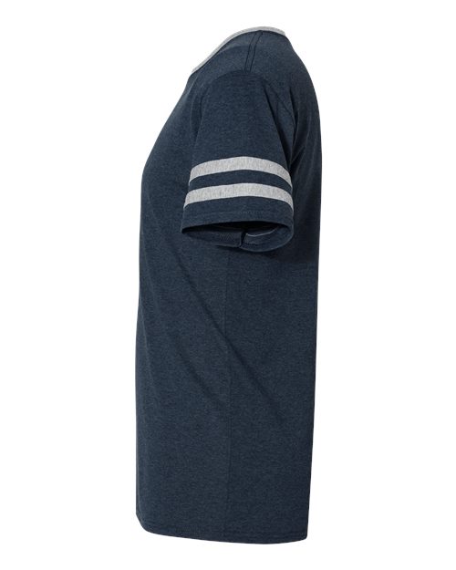 Jerzees 602MR Adult TRI-BLEND Varsity Ringer T-Shirt #color_INDIGO HTH/ OXFR