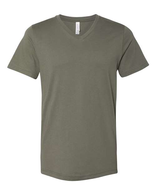 Bella + Canvas 3005 Unisex Jersey Short-Sleeve V-Neck T-Shirt #color_MILITARY GREEN