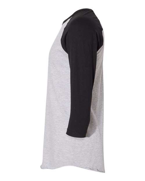American Apparel BB453W Unisex Poly-Cotton 3/4-Sleeve Raglan T-Shirt #color_HTHR GREY/ BLACK