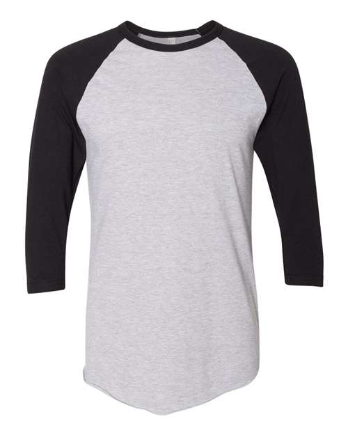 American Apparel BB453W Unisex Poly-Cotton 3/4-Sleeve Raglan T-Shirt #color_HTHR GREY/ BLACK