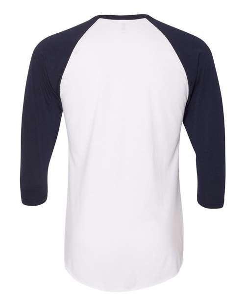 American Apparel BB453W Unisex Poly-Cotton 3/4-Sleeve Raglan T-Shirt #color_WHITE/ NAVY