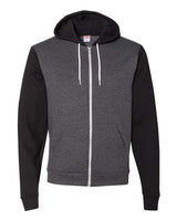 American Apparel F497W Unisex Flex Fleece Zip Hoodie #color_DK HTH GRY/ BLK
