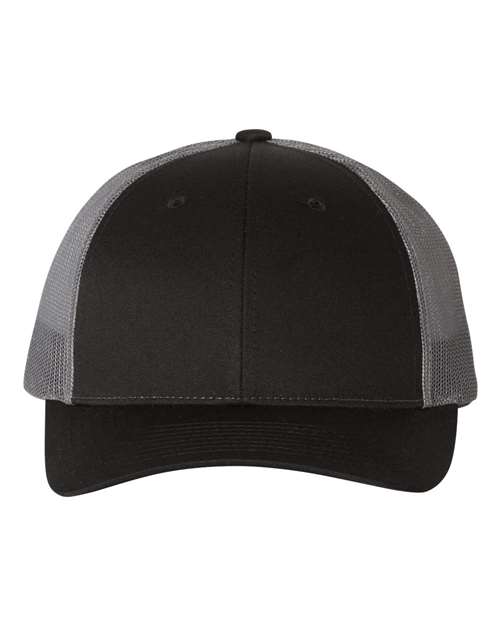 Richardson 115 Low Pro Trucker Cap #color_Black/ Charcoal