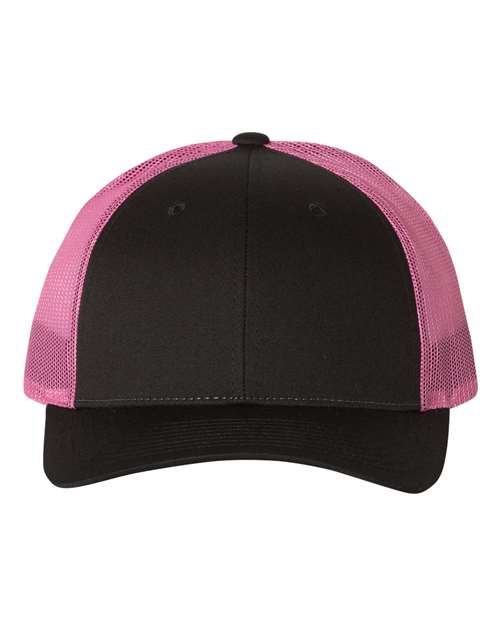 Richardson 115 Low Pro Trucker Cap #color_Black/ Neon Pink