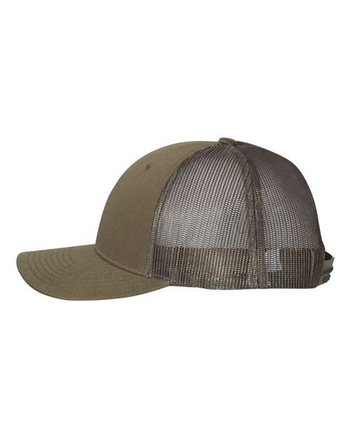 Richardson 115 Low Pro Trucker Cap #color_Chocolate Chip/ Grey Brown