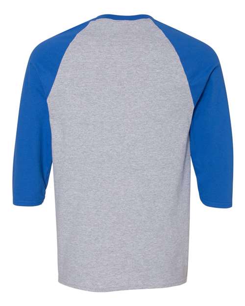 Gildan G570 Adult Heavy Cotton 3/4-Raglan Sleeve T-Shirt #color_SPORT GRY/ ROYAL