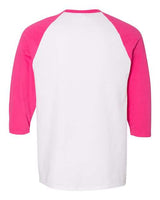 Gildan G570 Adult Heavy Cotton 3/4-Raglan Sleeve T-Shirt #color_WHITE/ HELICONIA
