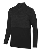 Augusta Sportswear AG2908 Adult Shadow TonalHeather Quarter-Zip Pullover #color_BLACK