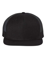 Richardson 511 Wool Blend Flat Bill Trucker Cap #color_Black/ Black