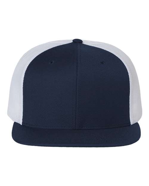 Richardson 511 Wool Blend Flat Bill Trucker Cap #color_Navy/ White