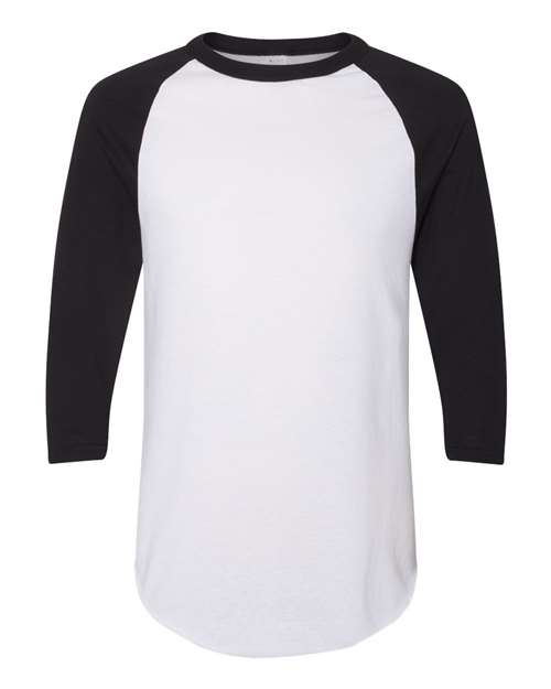 Augusta Sportswear AG4420 Adult 3/4-Sleeve Baseball Jersey #color_WHITE/ BLACK