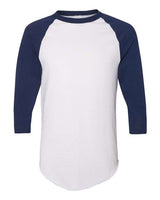 Augusta Sportswear AG4420 Adult 3/4-Sleeve Baseball Jersey #color_WHITE/ NAVY