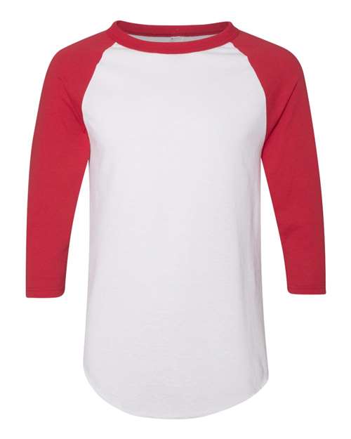 Augusta Sportswear AG4420 Adult 3/4-Sleeve Baseball Jersey #color_WHITE/ RED
