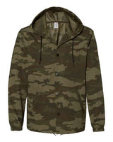 Independent Trading Co. EXP95NB Water-Resistant Hooded Windbreaker #color_Forest Camo
