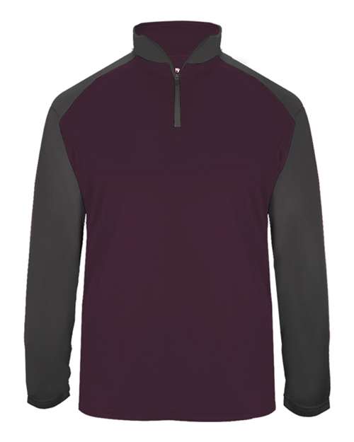Badger 4006 Ultimate SoftLock Sport Quarter-Zip Pullover #color_Maroon/ Graphite