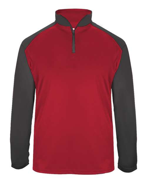 Badger 4006 Ultimate SoftLock Sport Quarter-Zip Pullover #color_Red/ Graphite