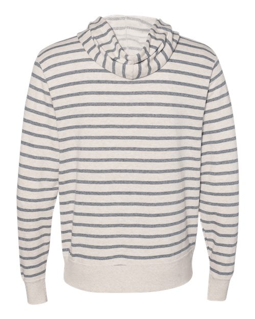 Independent Trading Co. PRM90HTZ Heathered French Terry Full-Zip Hooded Sweatshirt #color_Oatmeal Heather/ Salt & Pepper Stripe