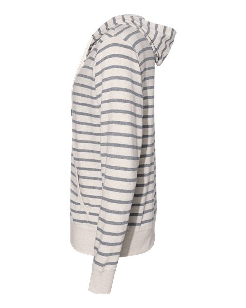 Independent Trading Co. PRM90HTZ Heathered French Terry Full-Zip Hooded Sweatshirt #color_Oatmeal Heather/ Salt & Pepper Stripe