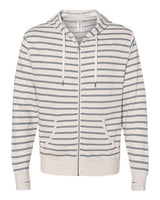 Independent Trading Co. PRM90HTZ Heathered French Terry Full-Zip Hooded Sweatshirt #color_Oatmeal Heather/ Salt & Pepper Stripe