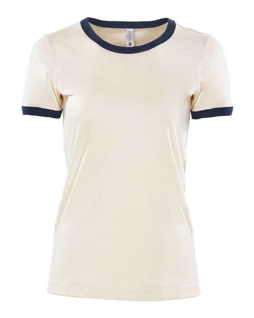 Next Level 3904 Ladies' Ringer T-Shirt #color_NATURL/ MDNT NVY