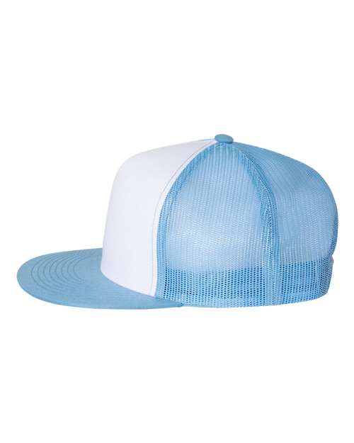 Yupoong 6006W Adult Classic Trucker with White Front Panel Hat #color_C BL/ WHT/ C BLU