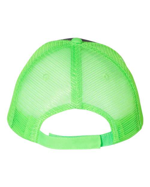 Valucap S102 Sandwich Trucker Cap #color_Charcoal/ Neon Green