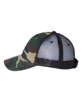 Valucap S102 Sandwich Trucker Cap #color_Green Camo/ Black